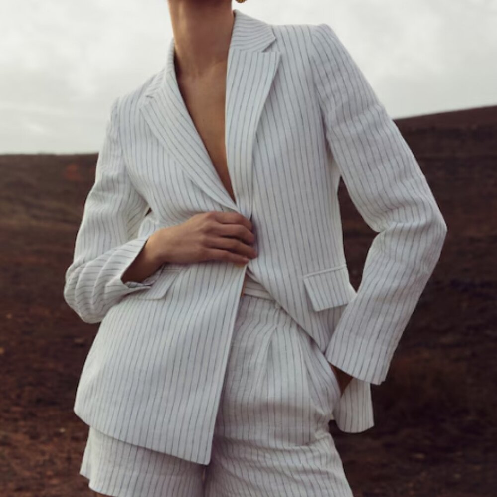 Mango 100% linen suit blazer, Size: S